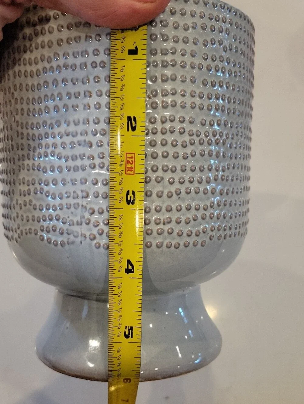 Pottery Barn Pale Gray Teztured Ceramic Vase